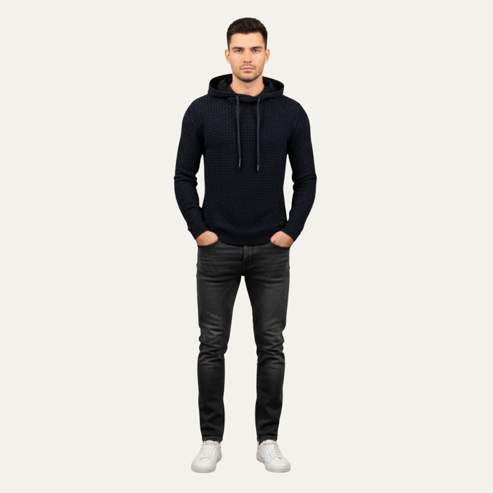 Mens Hooded Sweater Fine Knit Classic Fit