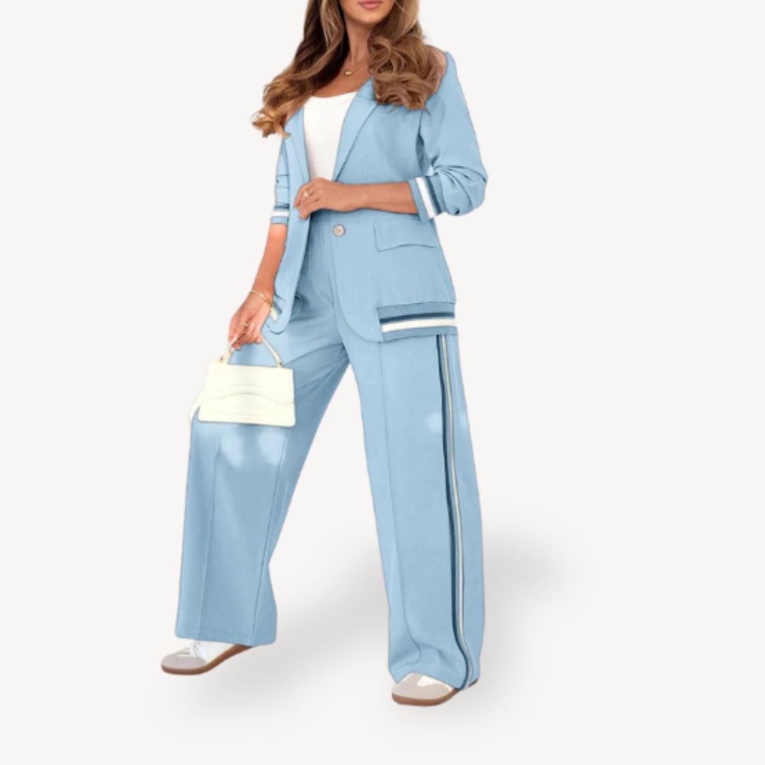Womens Two-Piece Blazer Suit Striped Tailored Fit