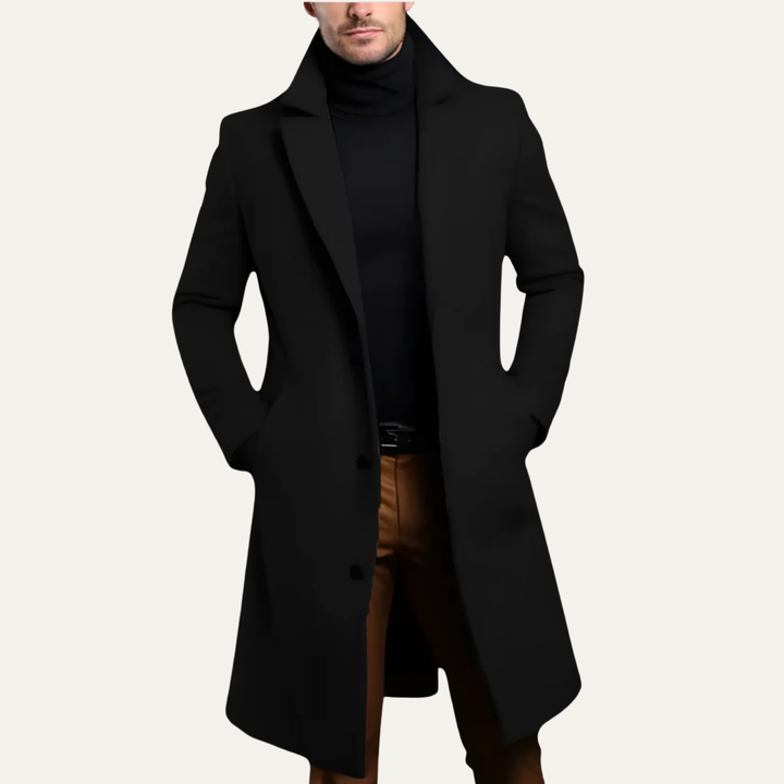 Mens Long Overcoat Wool Tailored Fit