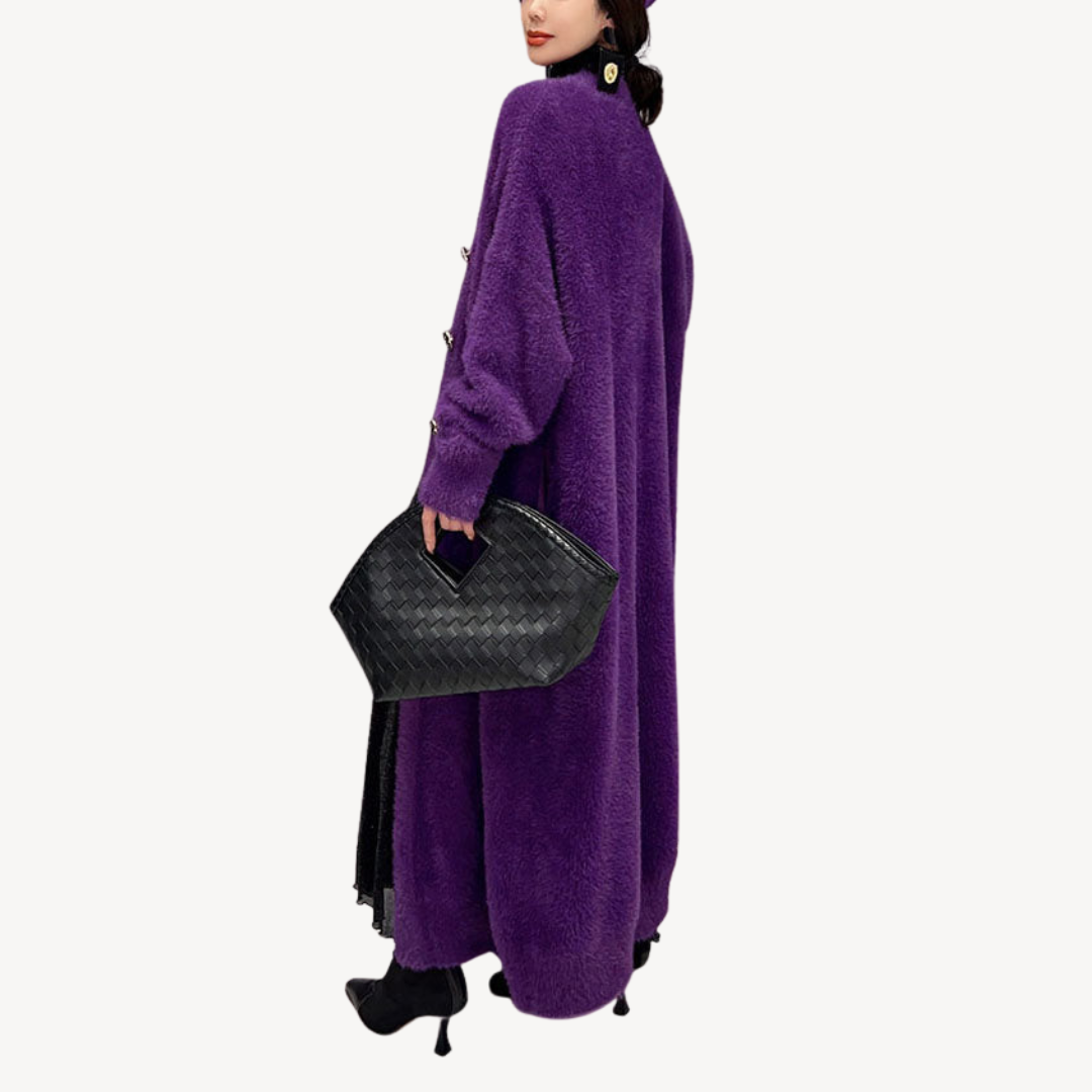Womens Long Coat with Fuzzy Fabric