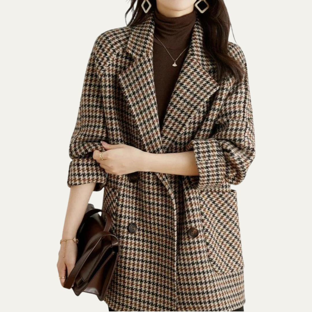 Womens Coat Houndstooth Pattern Classic Fit