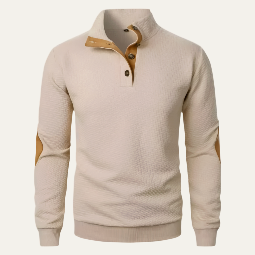 Mens Knit Sweater High Collar Contrast Detail