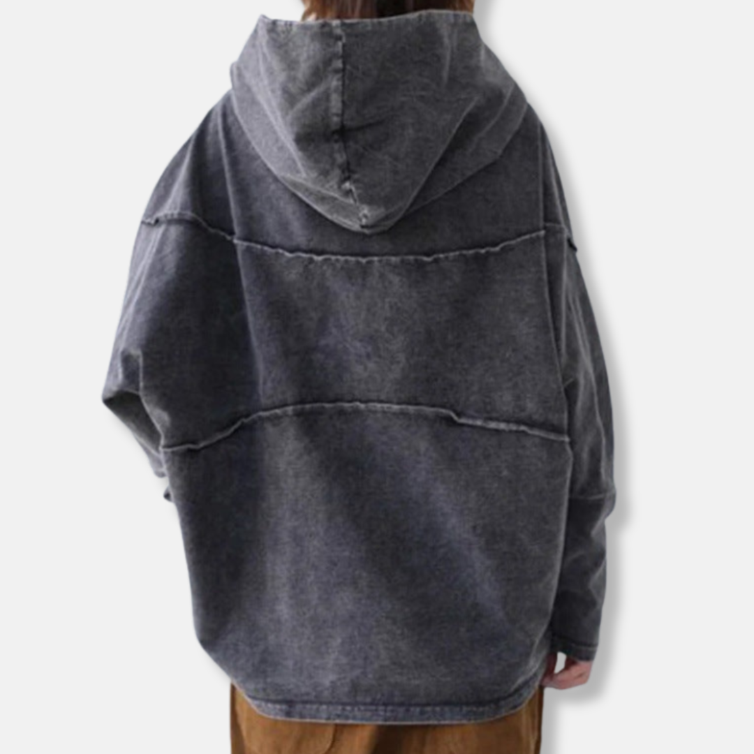 Womens Pullover Hoodie Cotton Blend Oversized Fit Draped Cowl Neck
