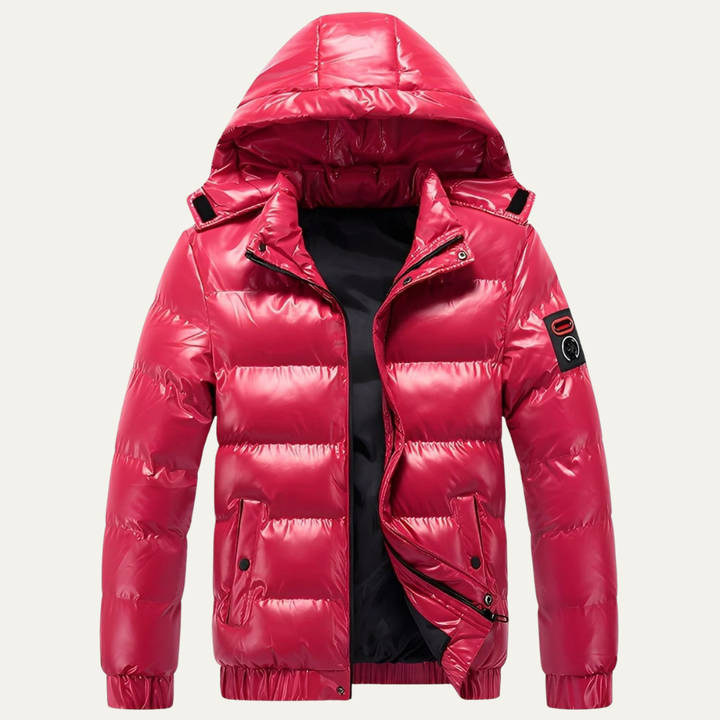 Mens Quilted Puffer Jacket Hooded Water-Resistant