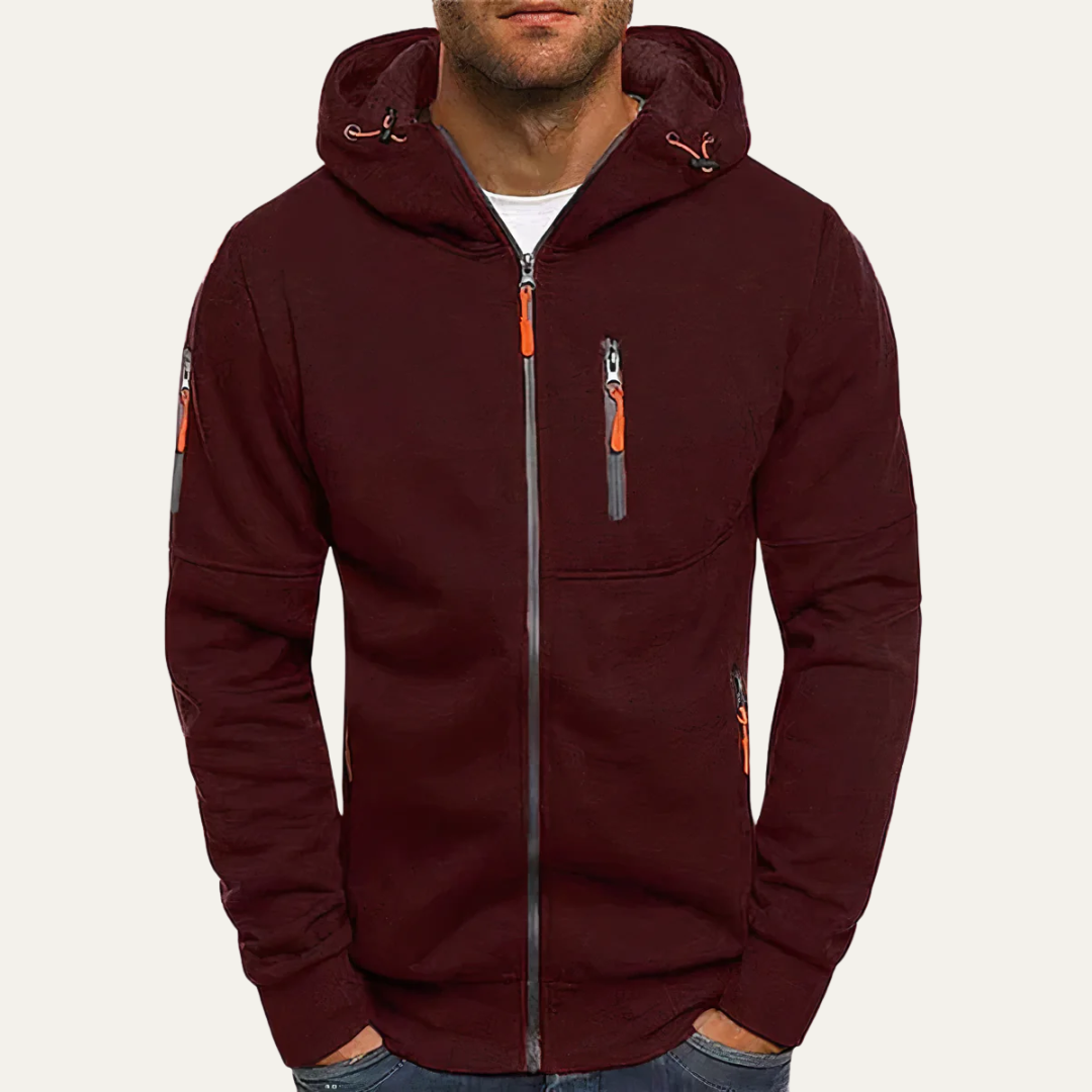Mens Hooded Sweatshirt Full Zip Functional Fit