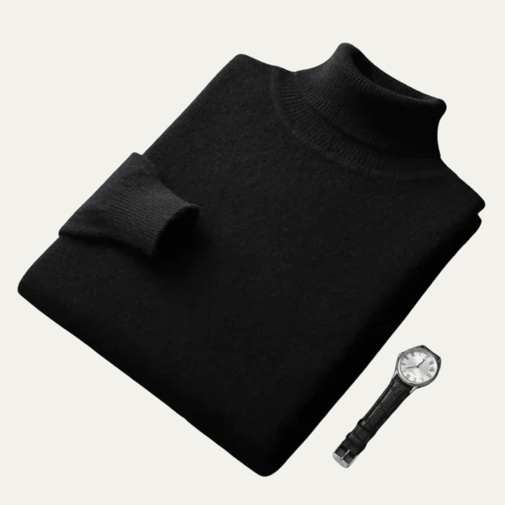 Mens Turtleneck Sweater Fine Gauge Fitted