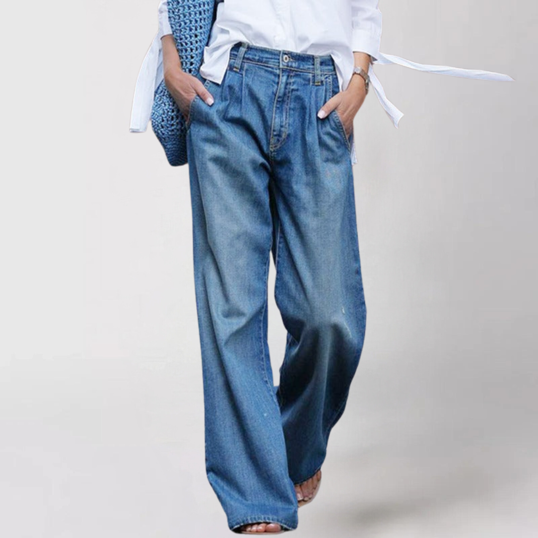 Womens Wide Leg Jeans Denim Comfortable Fit