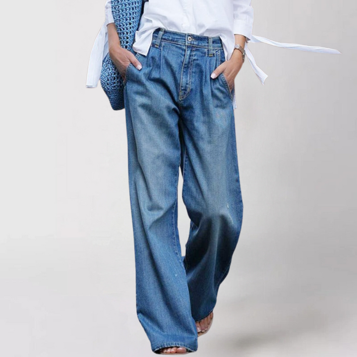 Womens Wide Leg Jeans Denim Comfortable Fit