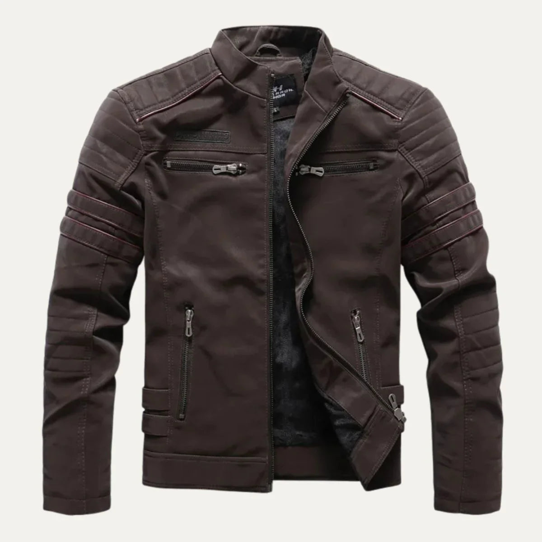 Mens Motorcycle Jacket with Zip Fitted Style