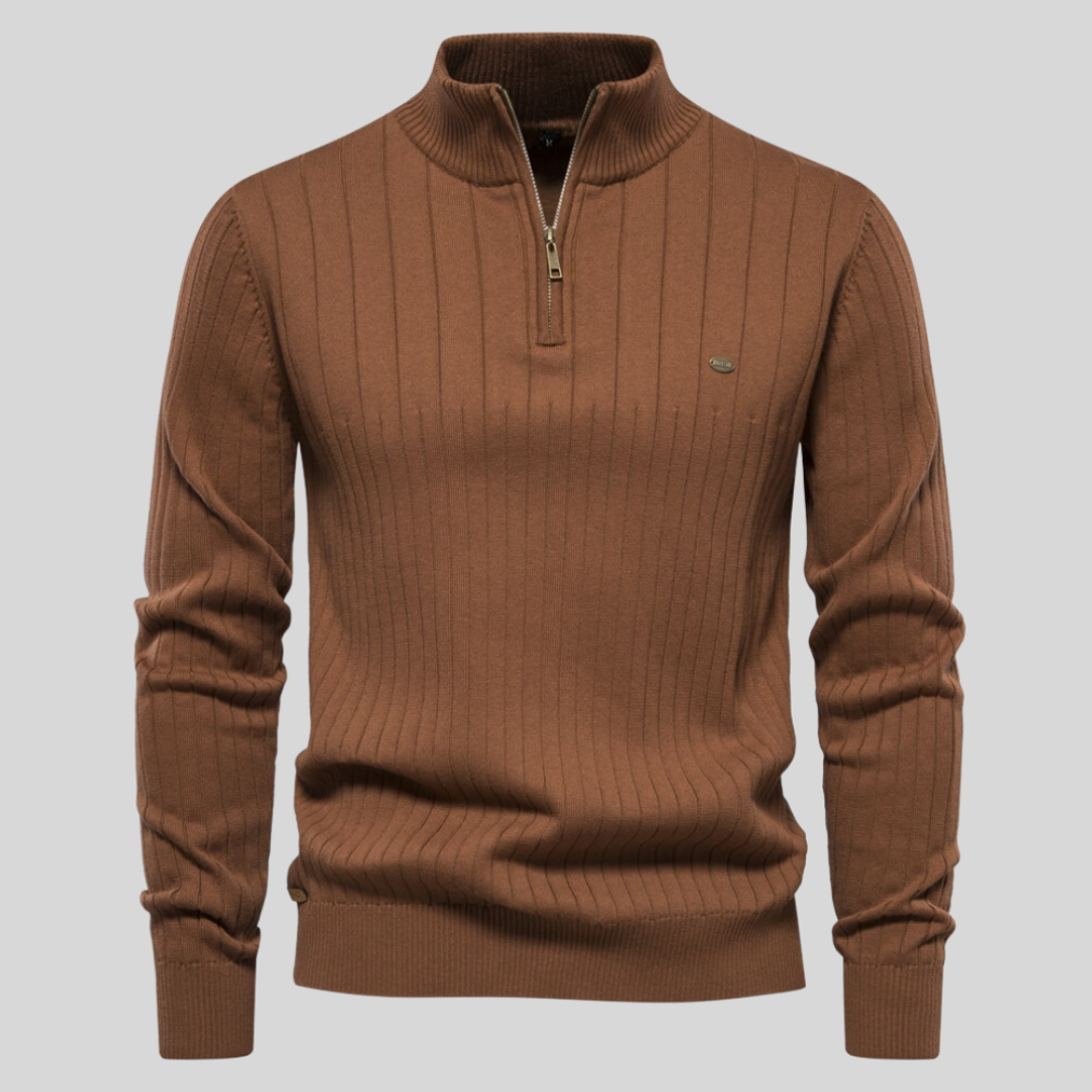 Mens Quarter Zip Sweater Classic Fit Cotton Blend