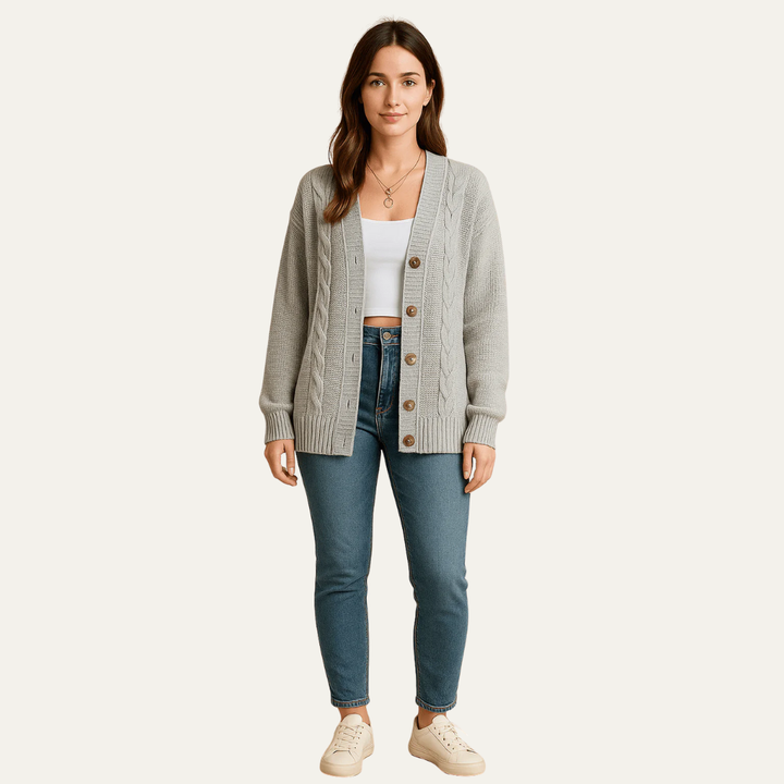 Womens Cable Knit Cardigan Cozy Fit