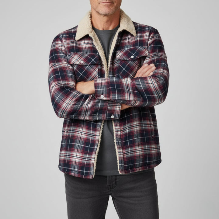 Mens Casual Checked Jacket Button-Up Warm Outerwear