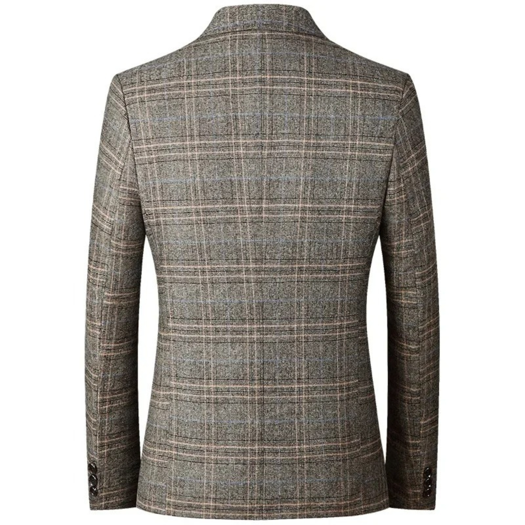 Mens Blazer Jacket Wool Checked Slim Fit