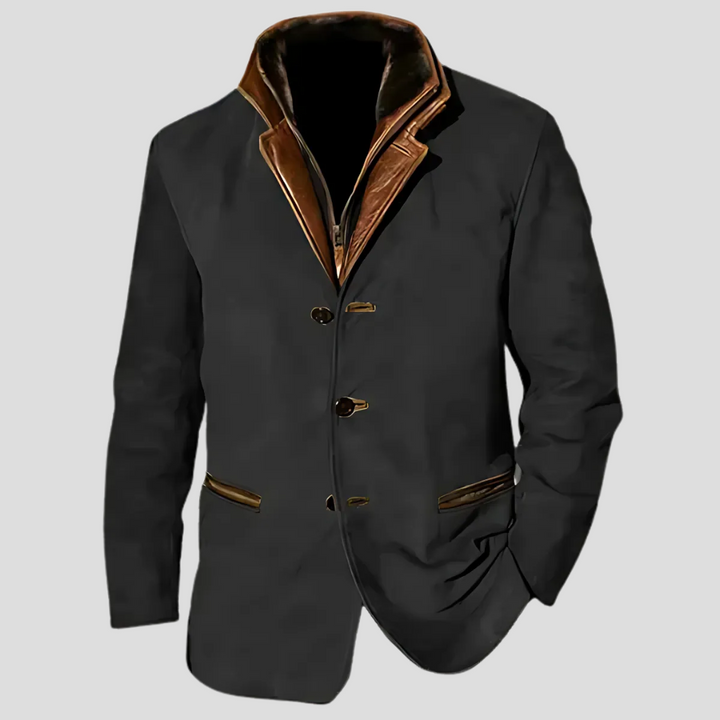 Mens Jacket with Contrast Collar Retro Style