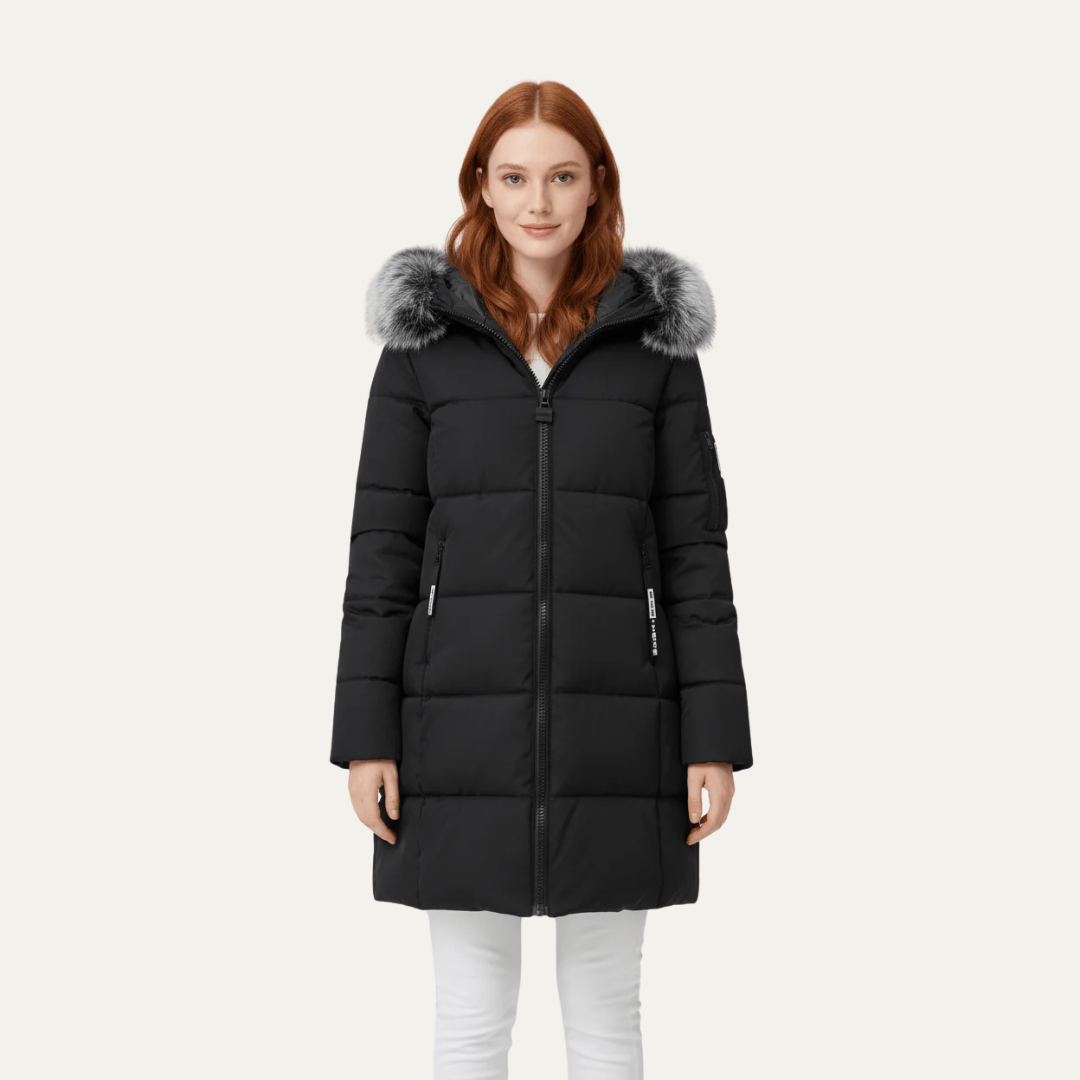 Womens Insulated Puffer Coat Mid-Length Quilted