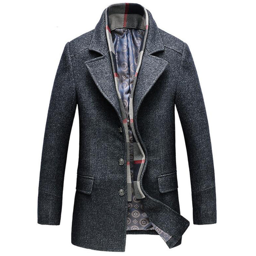 Mens Overcoat Wool Blend Classic Three-Button Fit