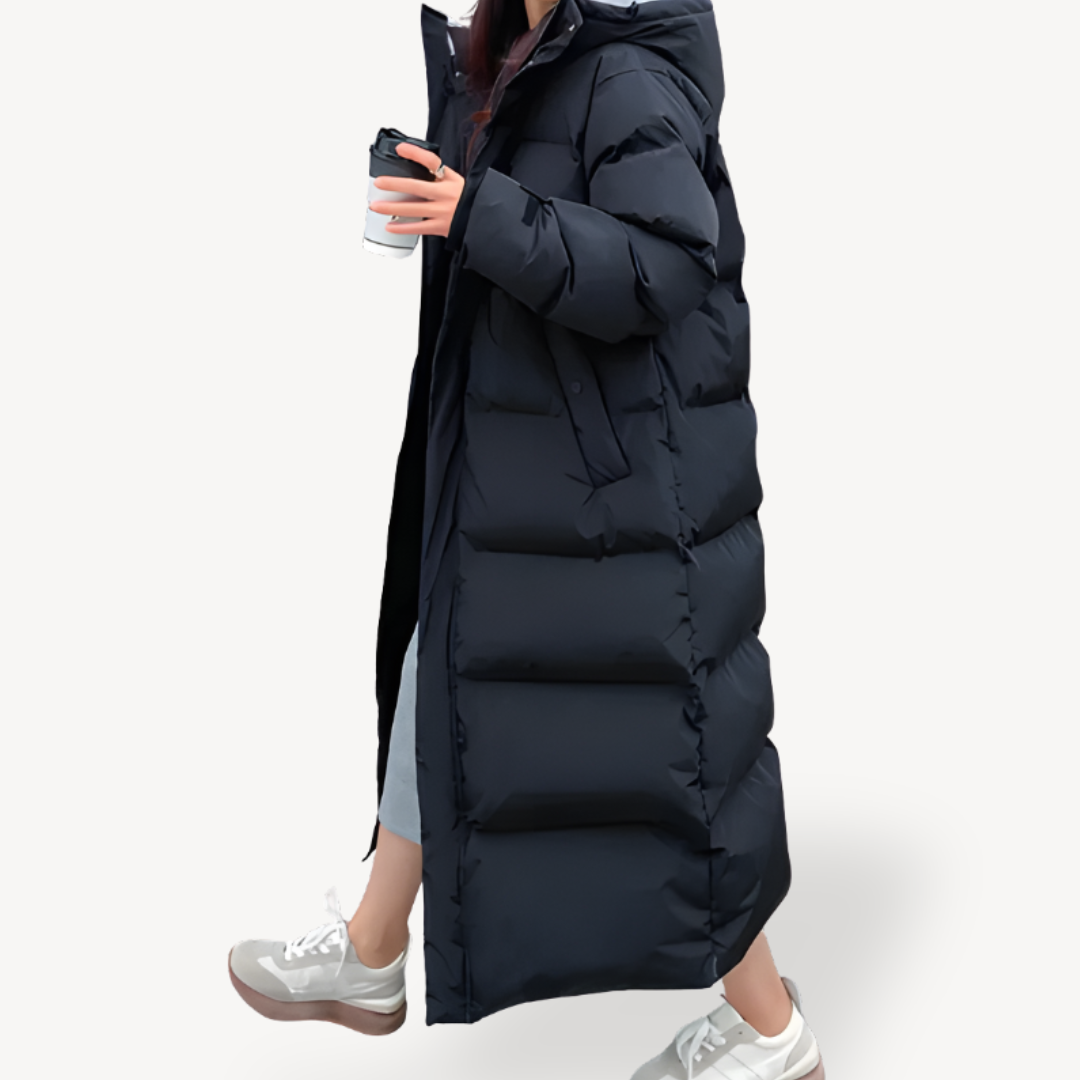 Womens Long Down Puffer Coat Hooded Warm Fit