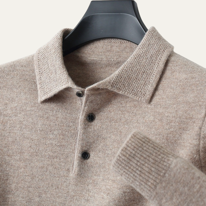 Mens Polo Sweater Smooth Knit Regular Fit