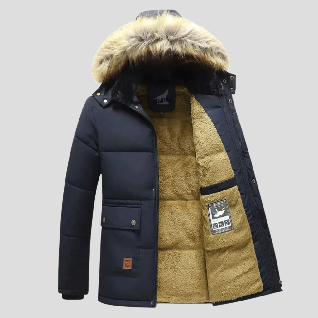 Mens Winter Parka with Removable Hood Cold Weather Fit
