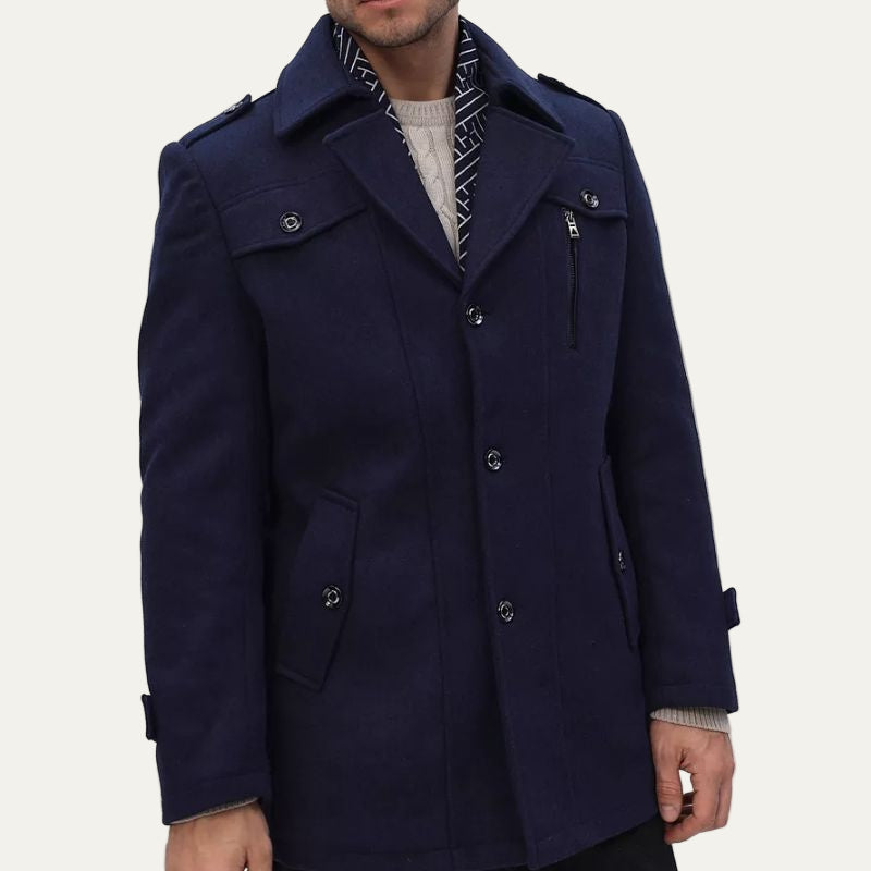 Mens Field Coat Single Breasted Utility Pockets