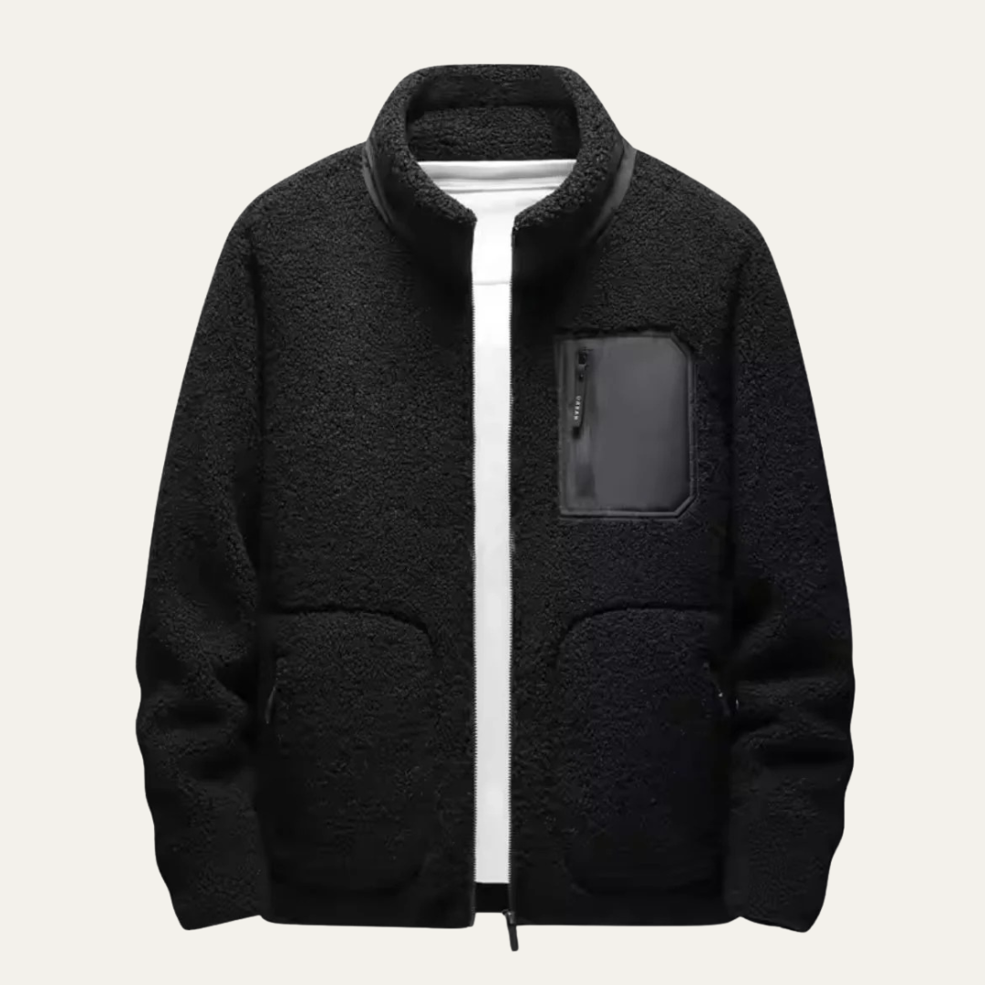 Mens Fleece Jacket Plush Material Relaxed Fit