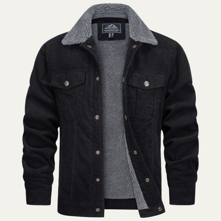 Mens Denim Trucker Jacket with Shearling Collar
