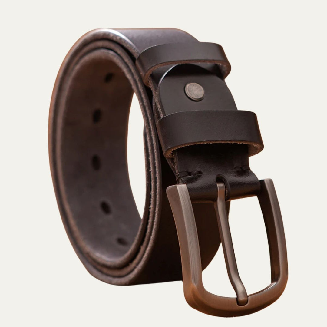 Mens Leather Belt Genuine Cowhide Hand-Finished Classic Fit
