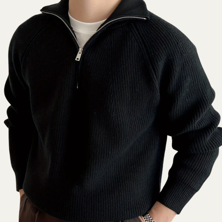 Mens Heavy Knit Quarter Zip Sweater Classic Fit