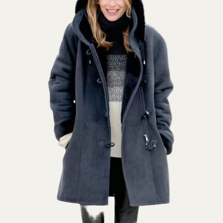 Womens Button Jacket with Furry Lapel Warm Style - BritishMode