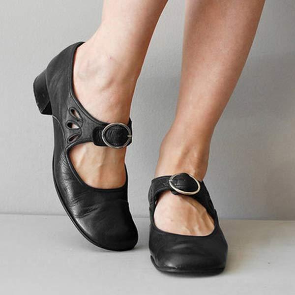 Womens Orthopedic Shoes Leather Vintage Round-Toe Style
