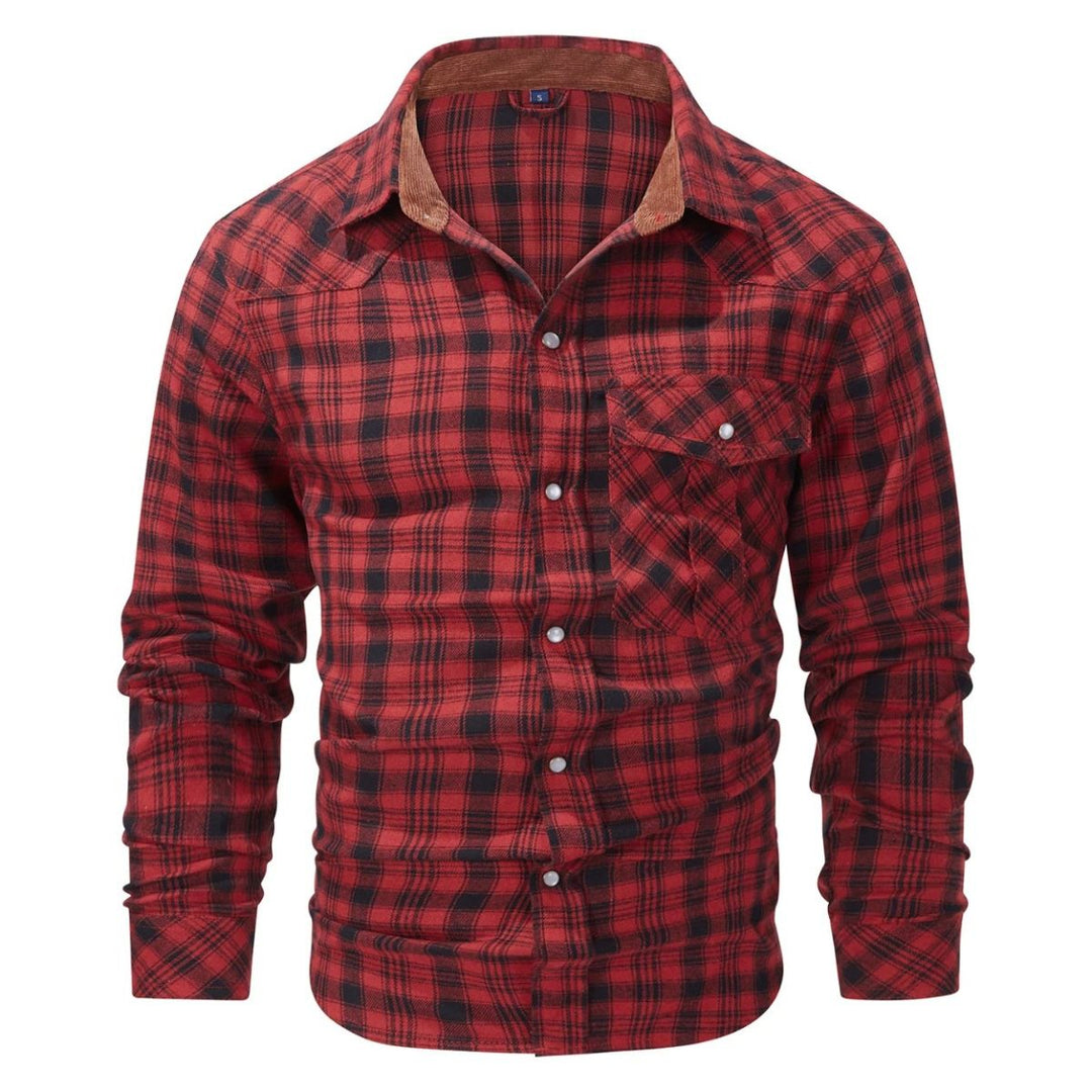 Mens Checked Shirt Cotton Long Sleeve Regular Fit