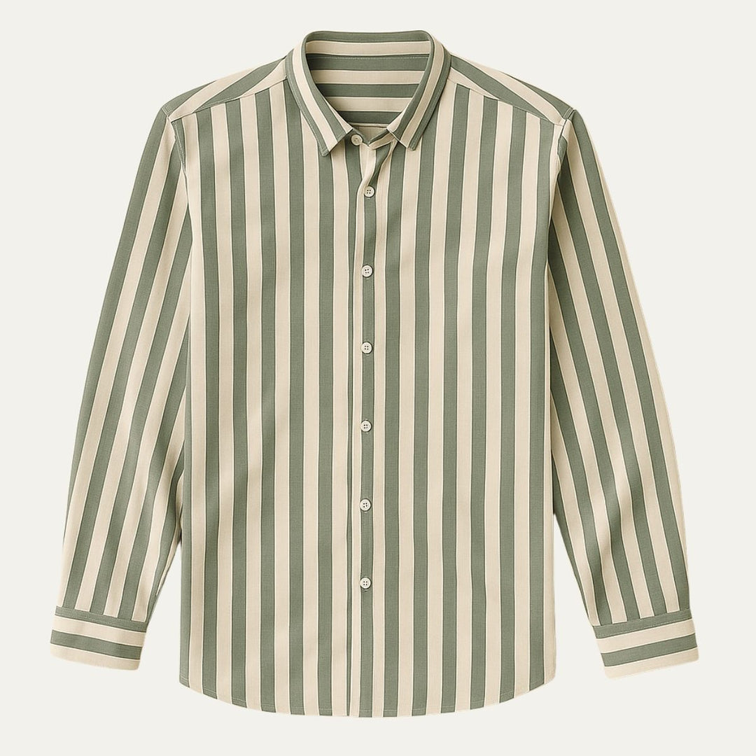 Mens Linen Shirt Striped Regular Fit