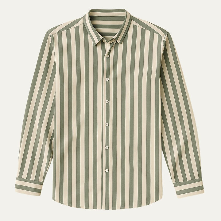 Mens Linen Shirt Striped Regular Fit