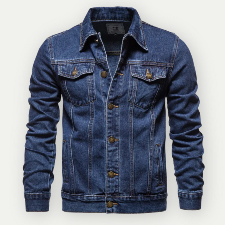 Mens Denim Jacket Classic Button-Up Regular Fit