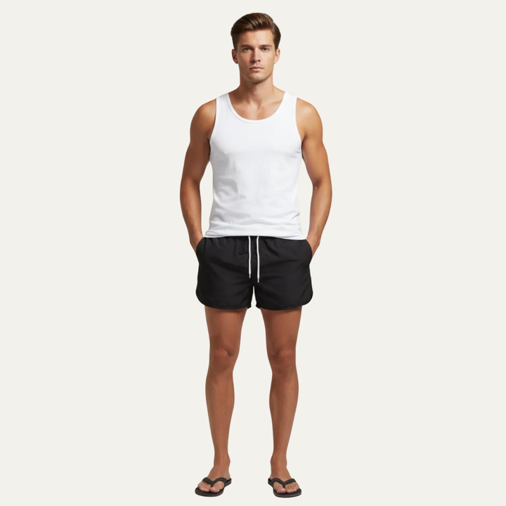 Mens Swim Trunks Quick-Dry Rounded Hem