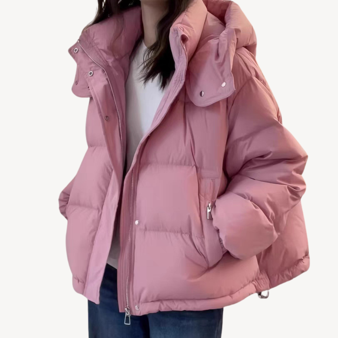 Womens Puffer Jacket with Hood Quilted Fit