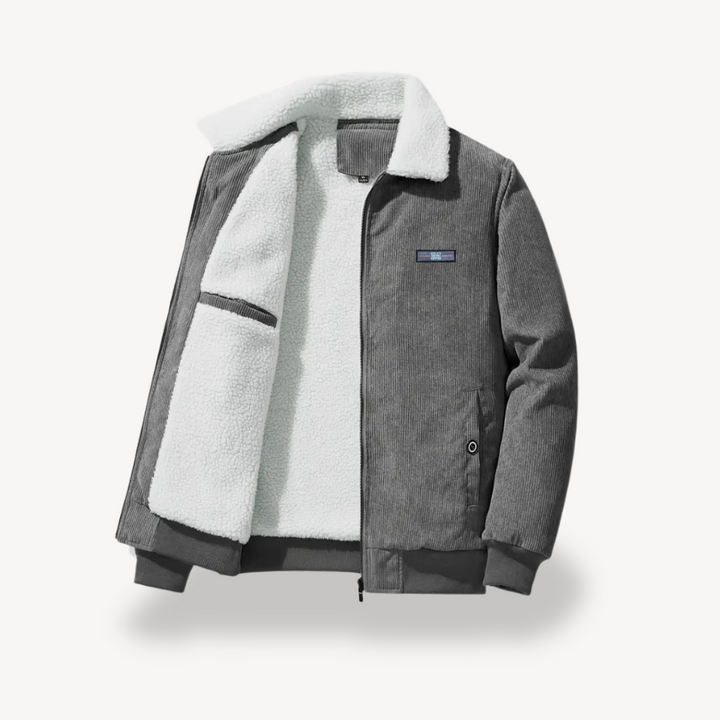 Mens Bomber Jacket Corduroy Sherpa Lined