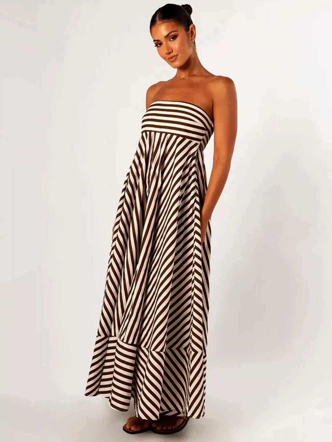 Womens Strapless Evening Maxi Dress Elegant Fit - BritishMode