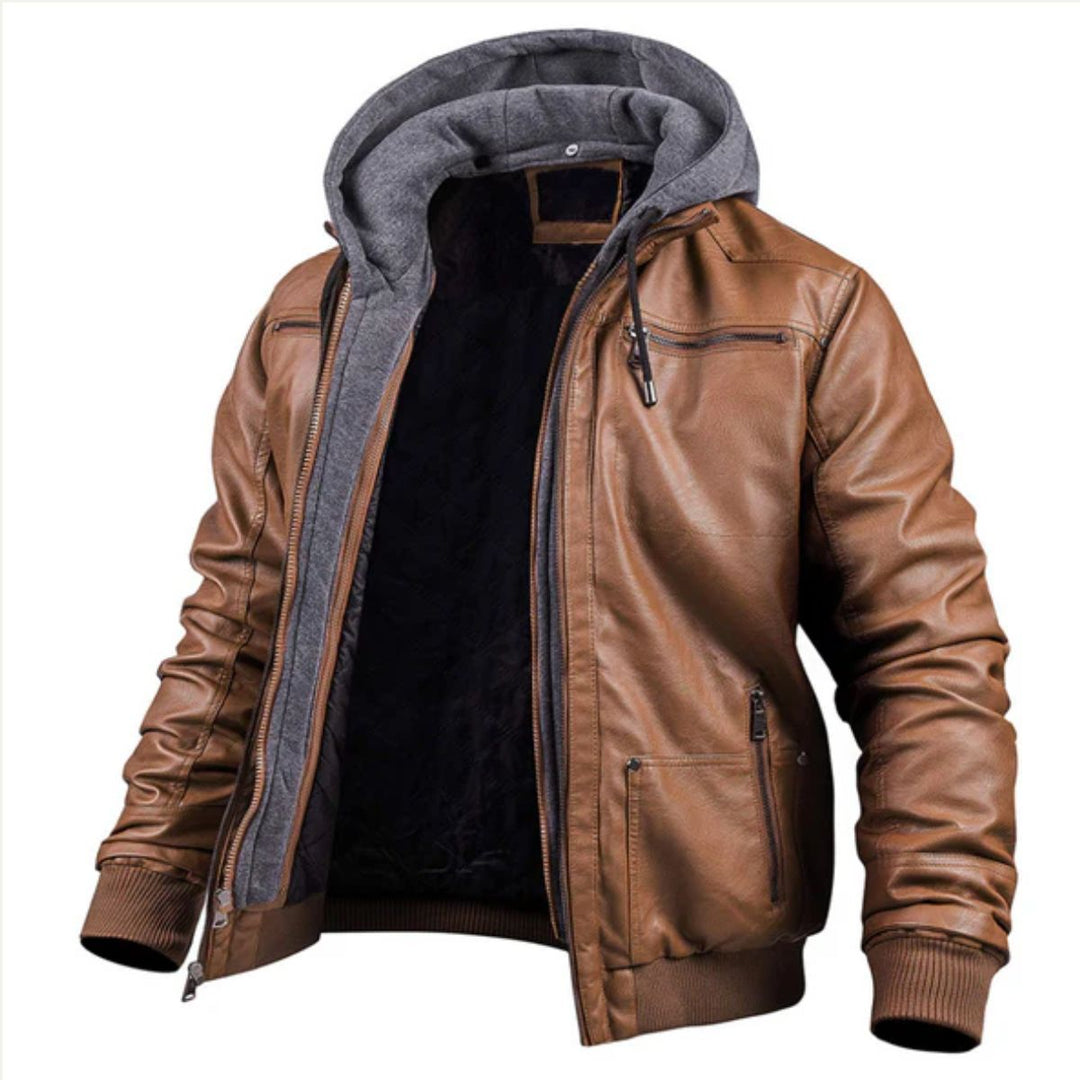 Mens Leather Jacket Modern Warm Fit