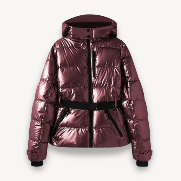 Womens Down Puffer Jacket with Belted Waist