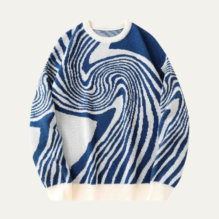 Mens Knit Sweater Psychedelic Pattern Regular Fit