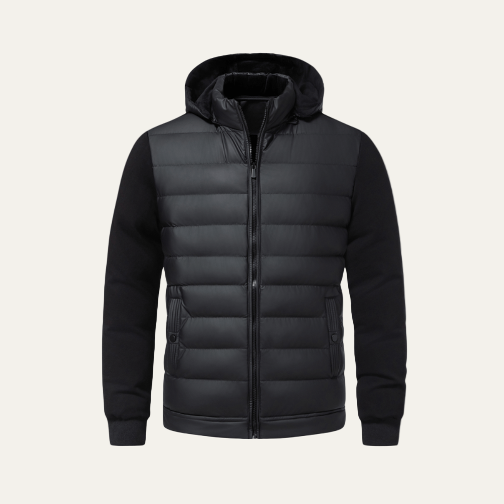 Mens Quilted Jacket with Hood Outerwear