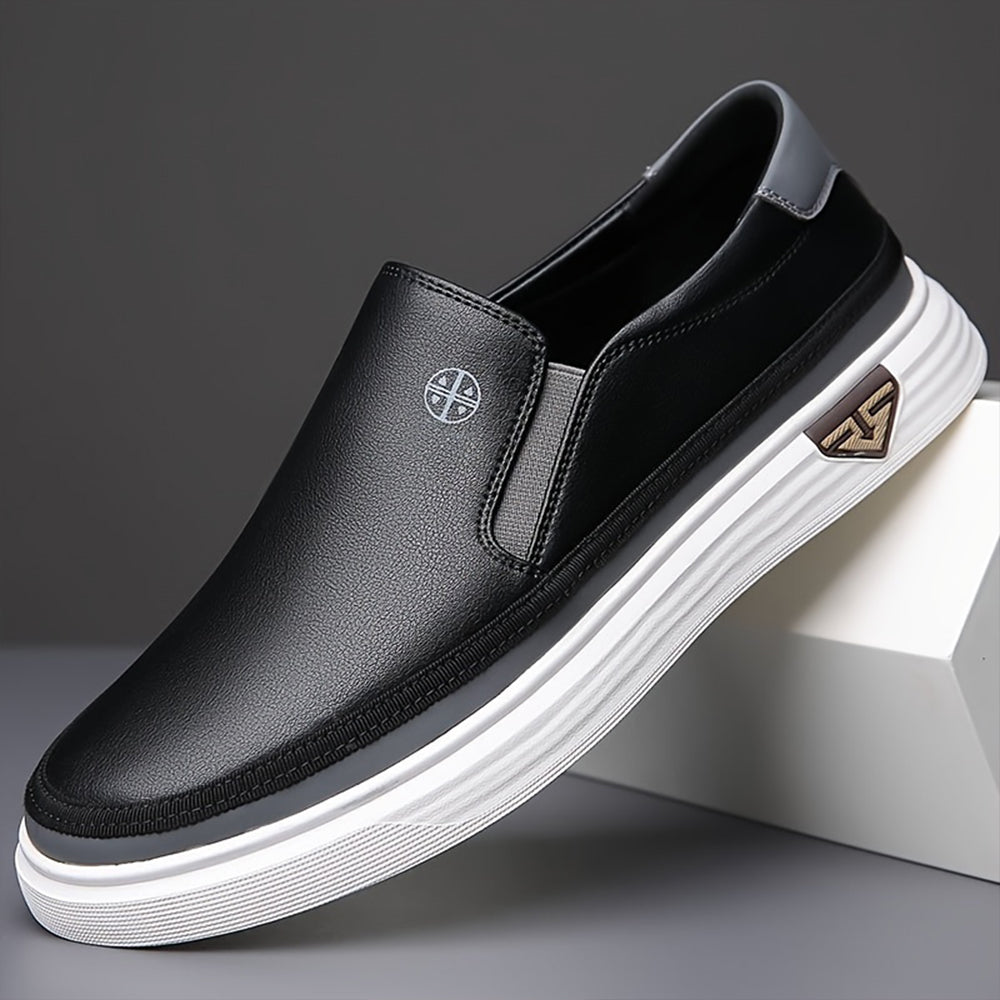 Mens Slip-On Loafers Leather Casual Sneakers