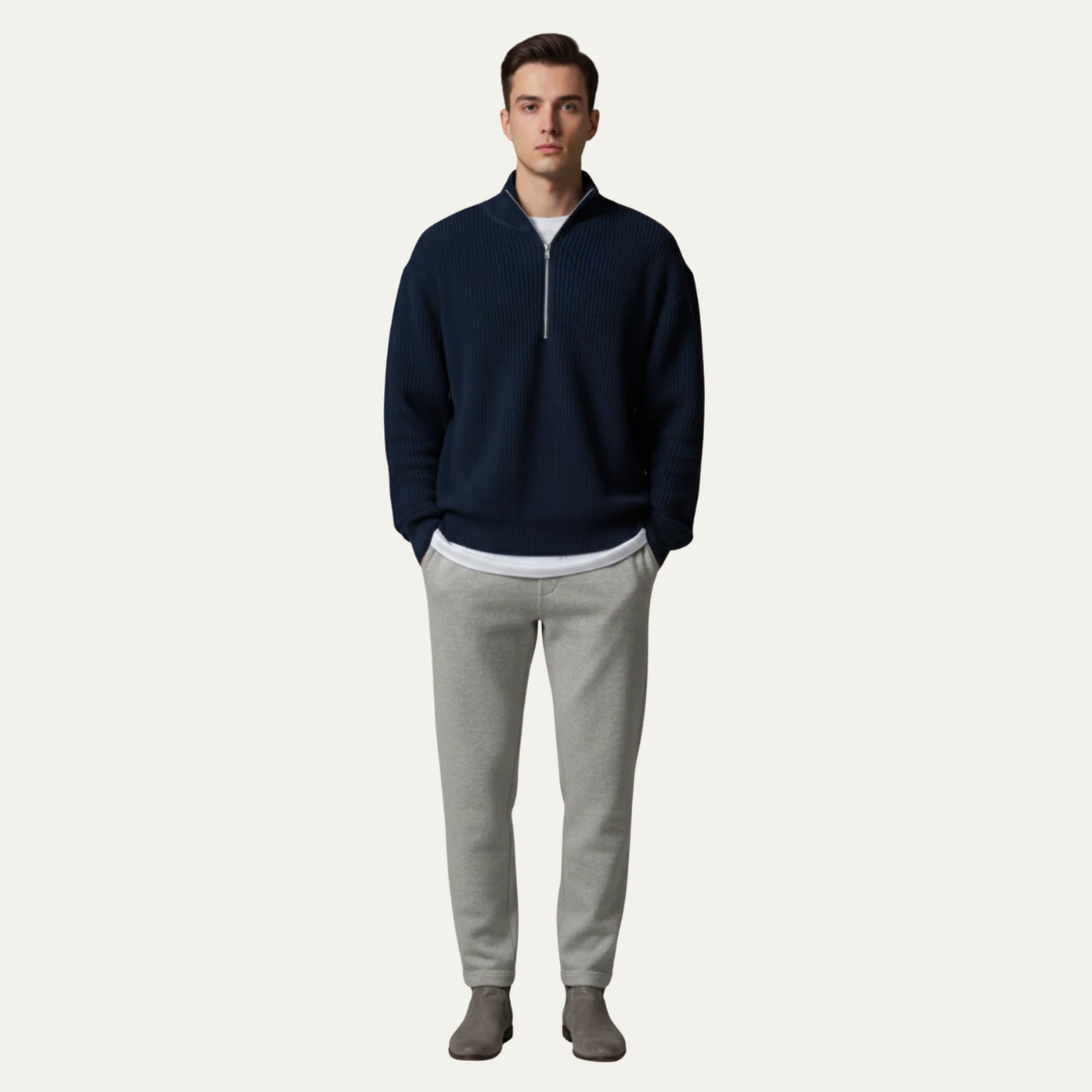 Mens Cable Knit Wool Blend Sweater Classic Fit