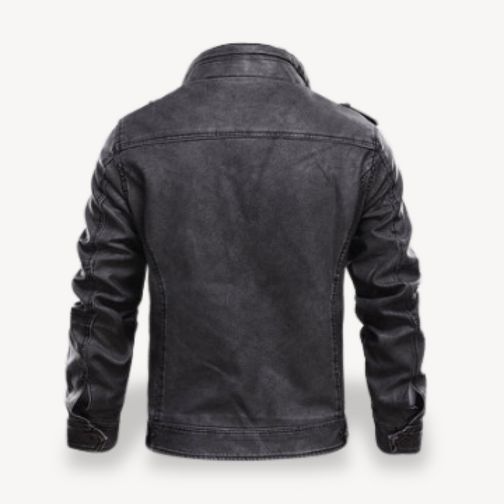 Mens Biker Jacket Faux Leather Casual Zip Front