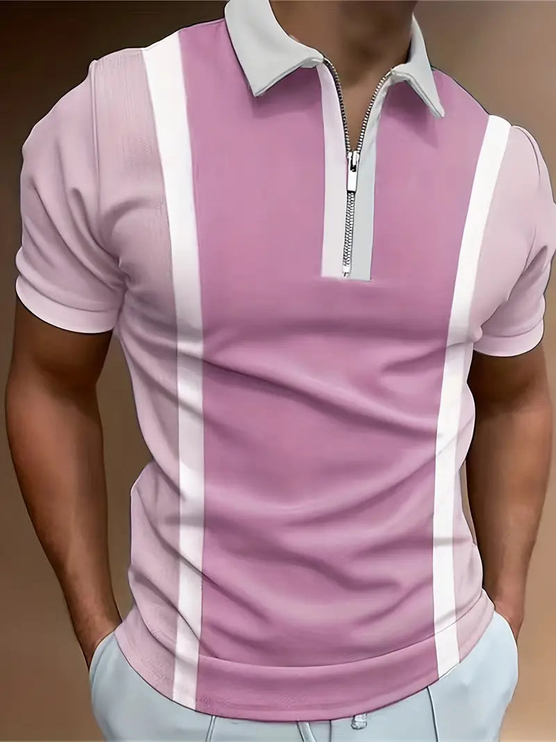 Mens Casual Short Sleeve Shirt Stripe Print