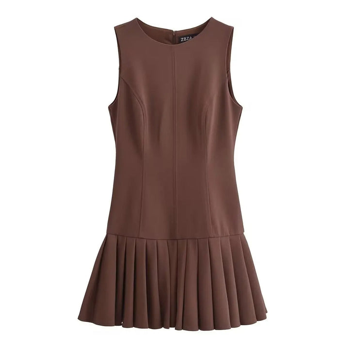 Womens Sleeveless Dress with Flared Skirt Elegant Fit - BritishMode