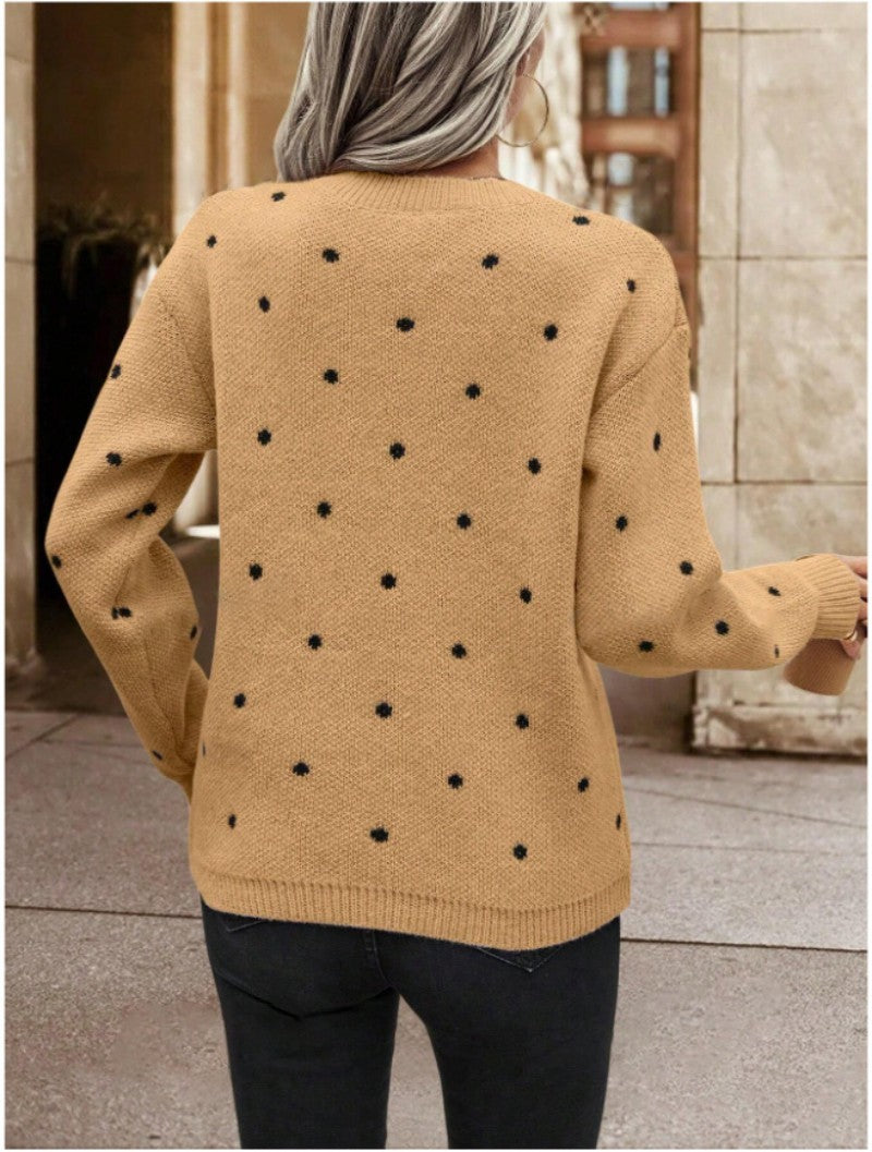 Womens Sweater Polka Dot Casual Comfortable Fit