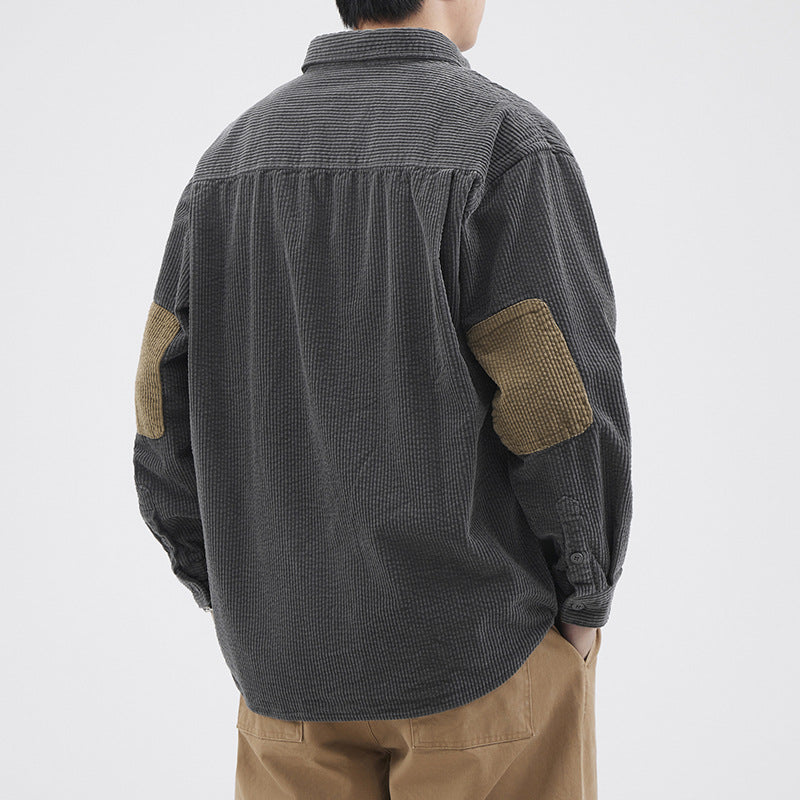Unisex Casual Jacket Patchwork Design Relaxed Fit