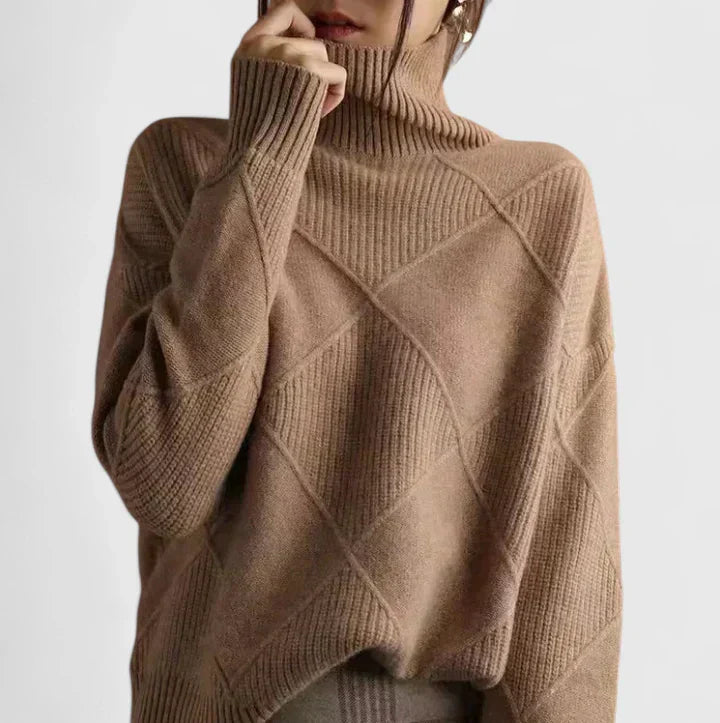 Womens Turtleneck Knit Sweater Long Sleeve